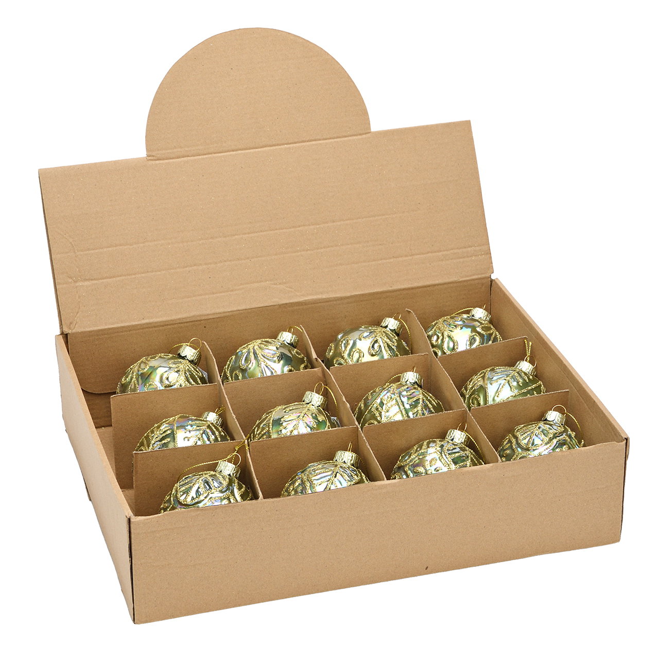 Kartenbox, Weihnachtskugeln, Glasornament, Set, Goldfarben