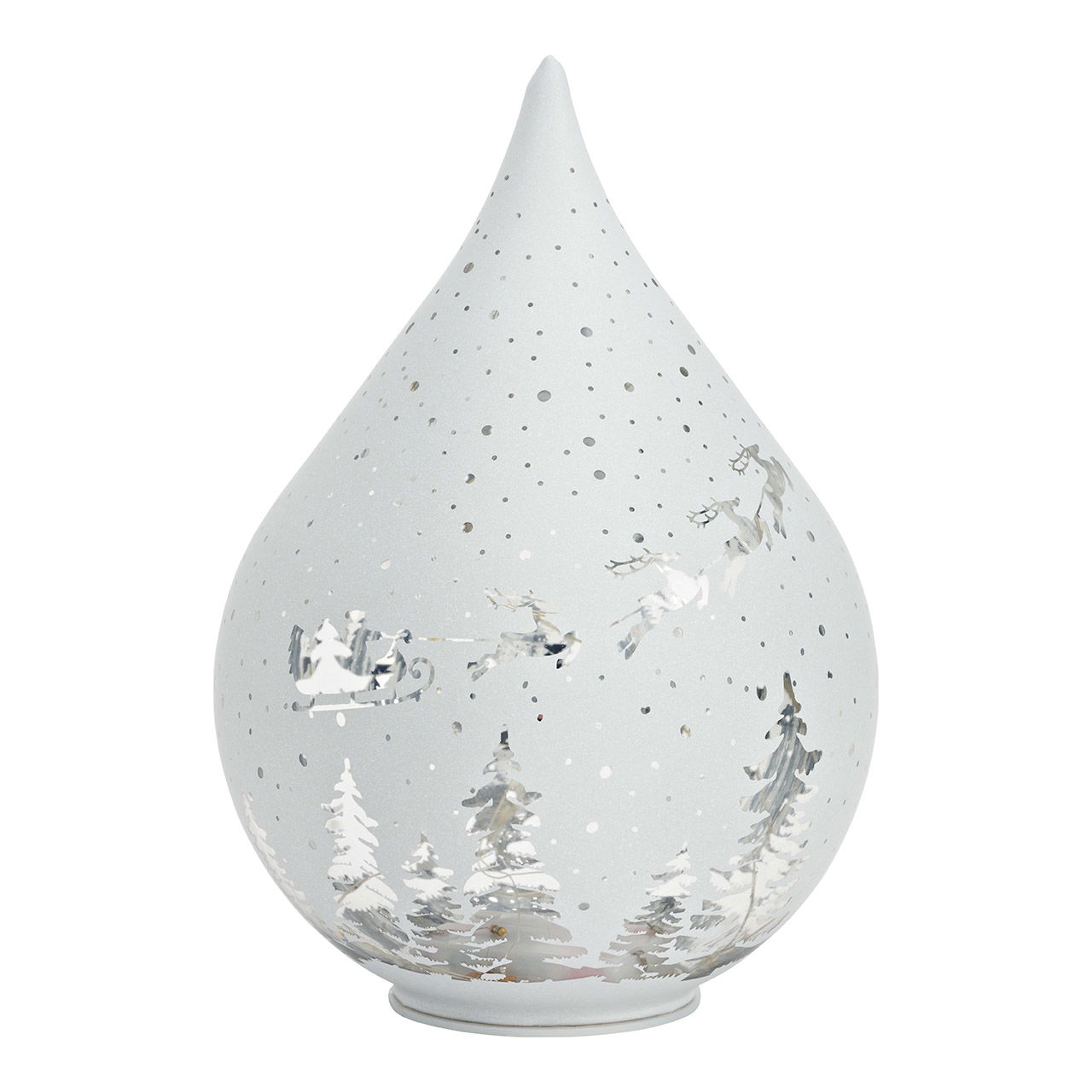 LED Leuchte Tropfen Weihnachtsdekor (exkl. 3xAAA) mit 6/18 Timer aus Glas, Weiß (B/H/T) 14x20x14cm LED Leuchte Tropfen Weihnachtsdekor (exkl. 3xAAA) mit 6/18 Timer aus Glas, Weiß (B/H/T) 14x20x14cm