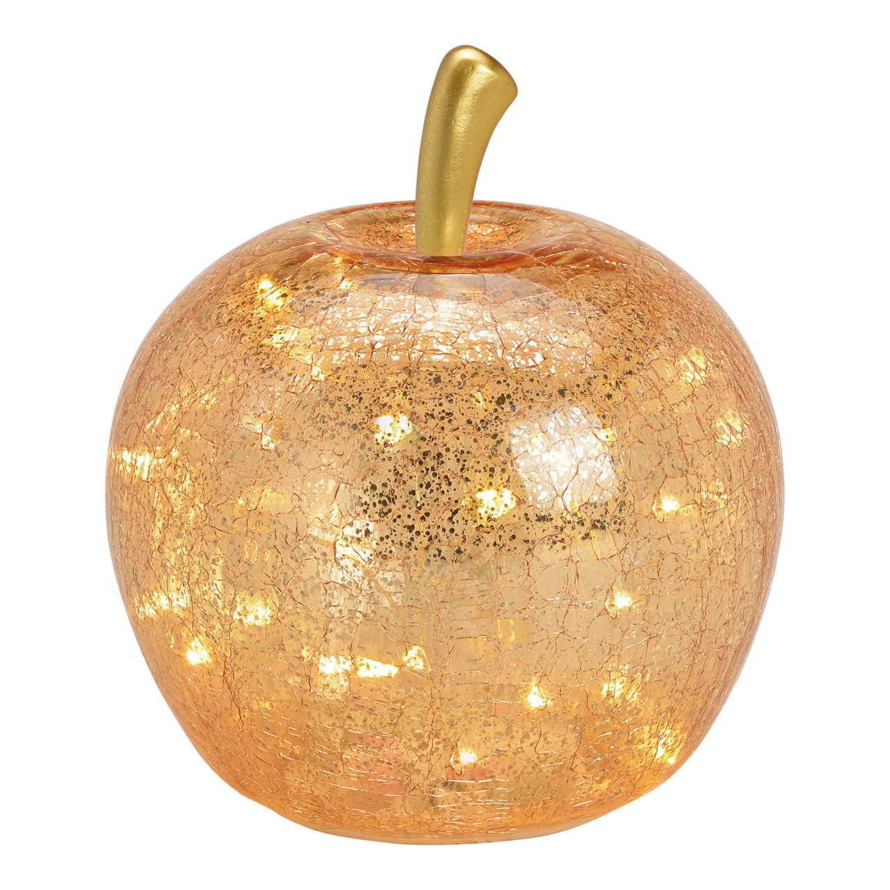 Pomme avec 30 LED, avec minuterie en verre or (L/H/P) 22x24x22cm