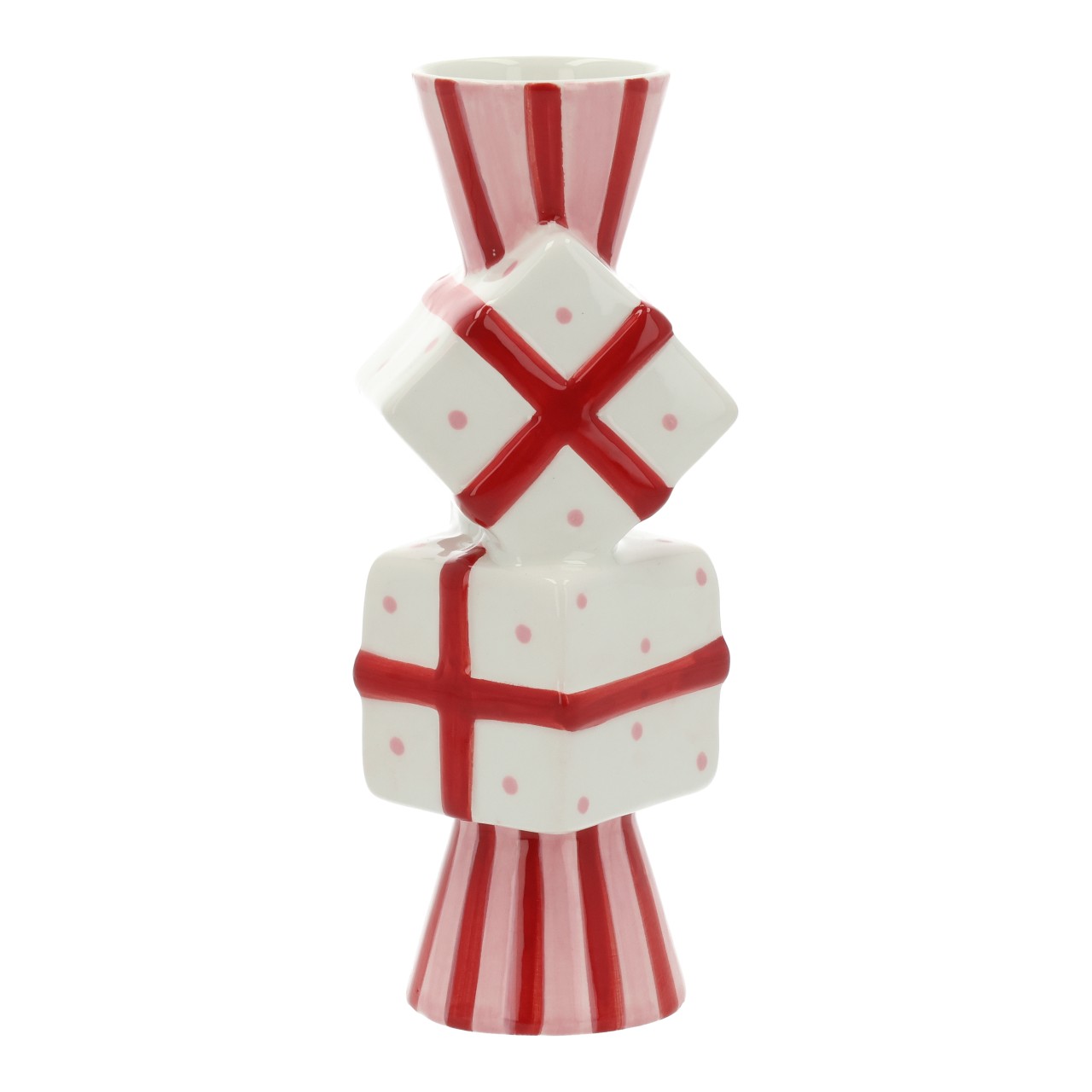Vase Geschenk aus Keramik Rot/Pink (B/H/T) 8x21x8cm Essen, Süßigkeiten, Töpferei, Spielzeug