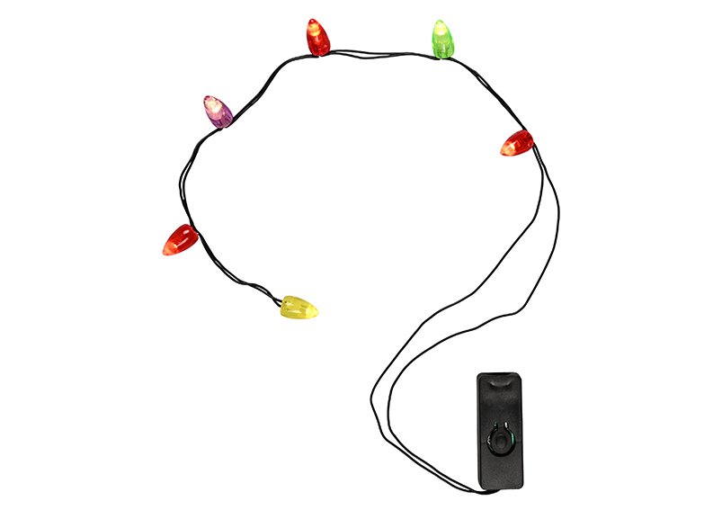 Secret Santa door display accessory, fairy lights with light bulbs 6LED made of plastic colorful (H) 48cm battery 2xCR1220 included