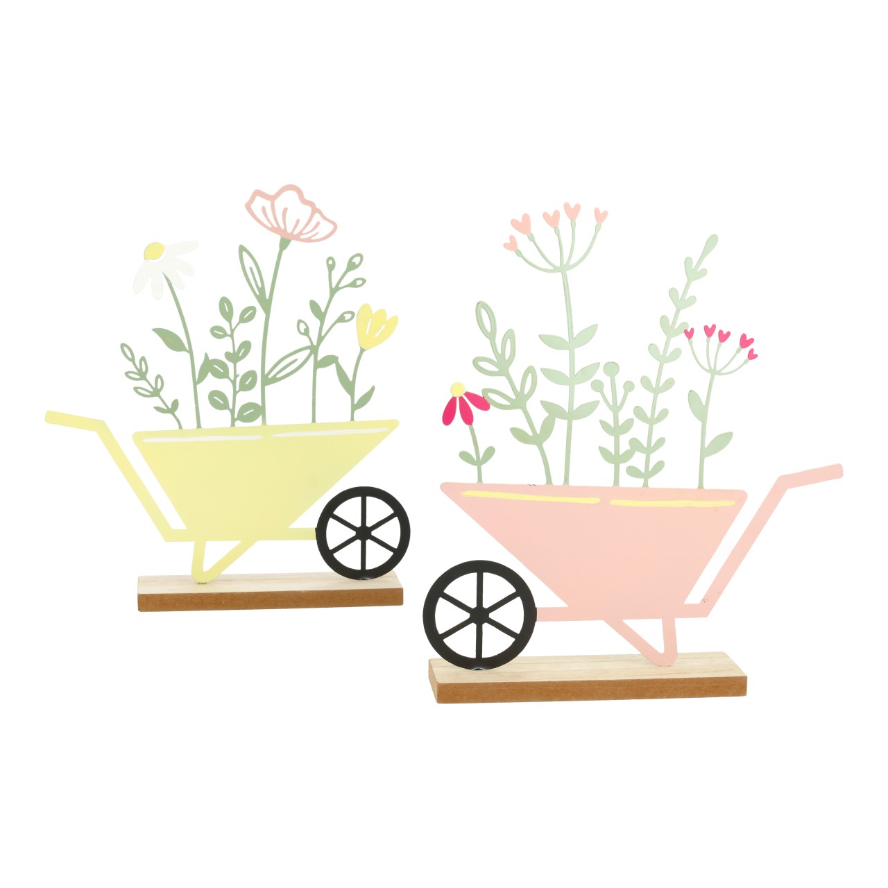 Deko-Schubkarre, Blumen Deko, Miniatur-Schwibkarren, Holzbase, Pastellfarben