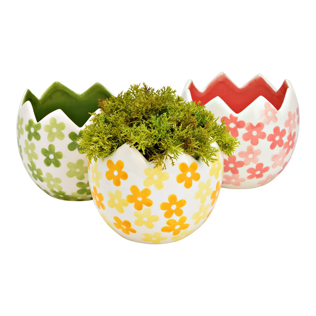 Flower pot flower decor made of ceramic colorful 3-fold, (W/H/D) 12x11x12cm