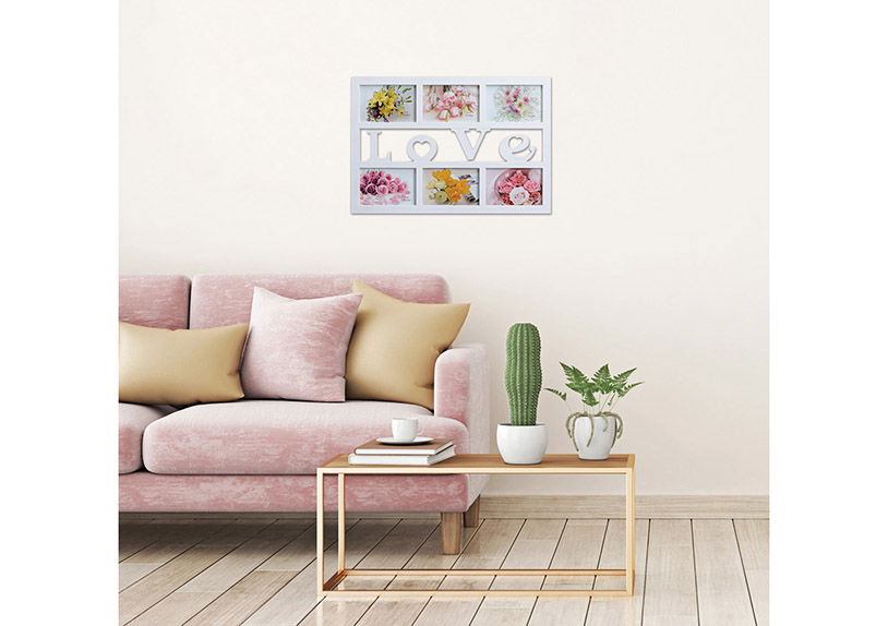 Cornice "Love" per 6 foto in plastica, bianca (L/A) 48x33cm Cornice "Love" per 6 foto in plastica, bianca (L/A) 48x33cm