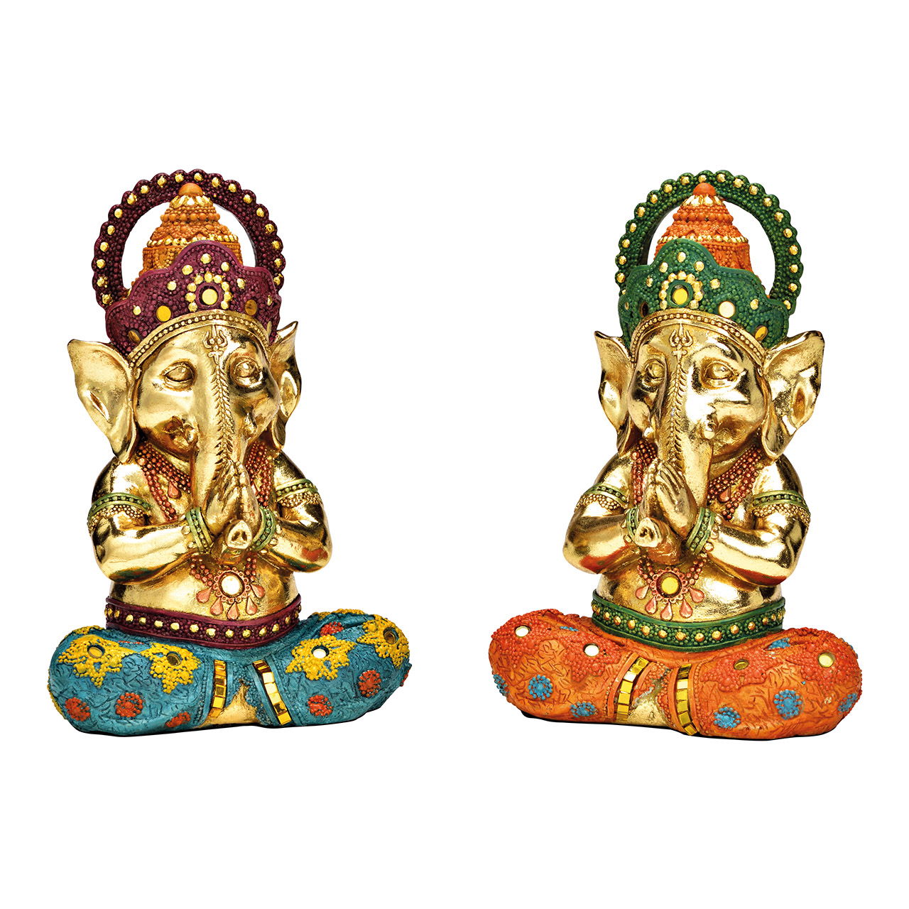 Ganesha Yoga from poly gold 2-fold, (W/H/D) 15x22x11cm