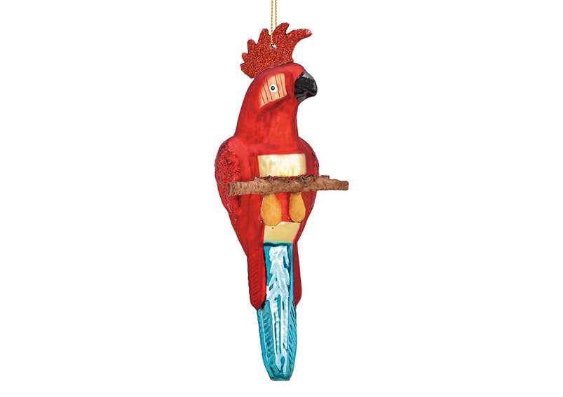 Pendentif de Noël perroquet en verre rouge (L/H/P) 5x17x4cm