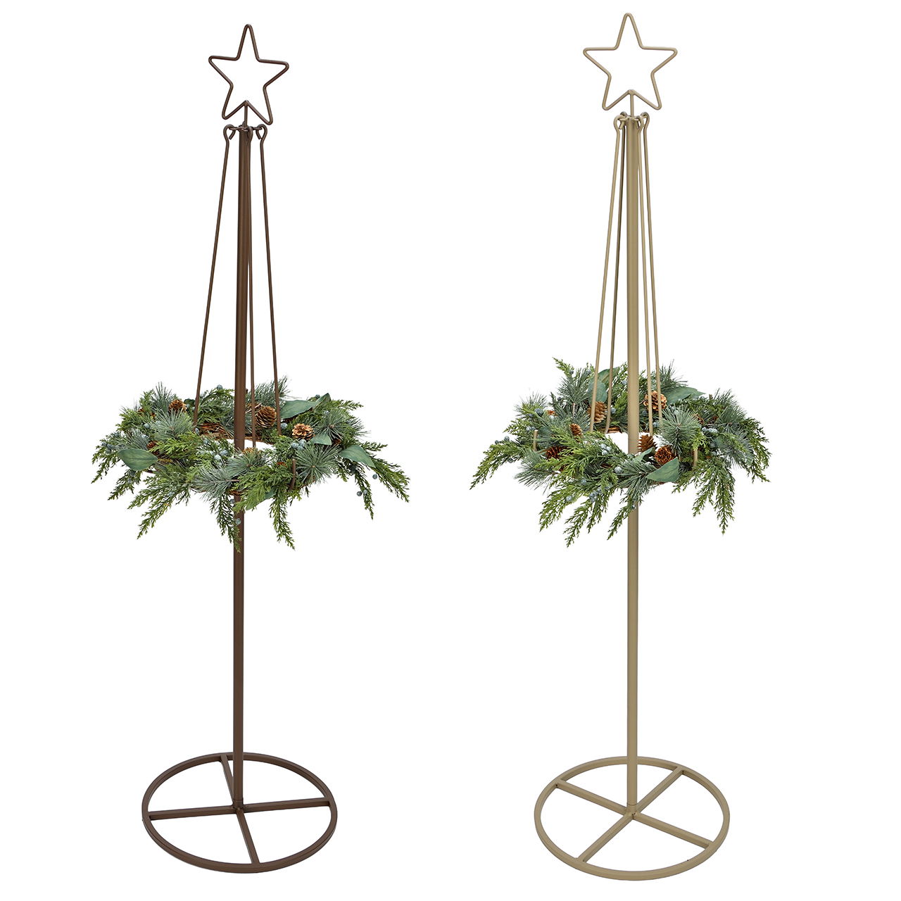 Christmas stand with metal star Beige (W/H/D) 35x119x35cm Moebel