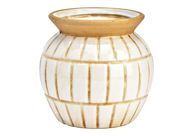 Vase for dried flowers ceramic white (W/H/D) 16x16x16cm