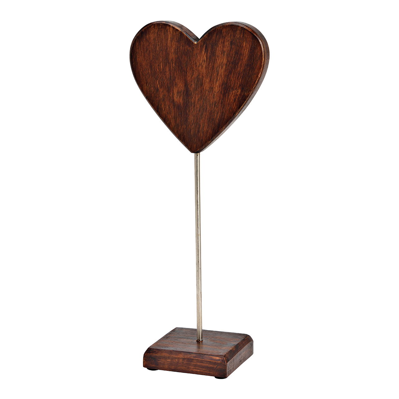 Displaystandaard hart van mangohout bruin (B/H/D) 15x39x10cm