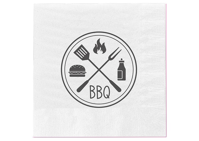 Napkin BBQ pack of 20 3-ply made of paper/cardboard white (W/H) 33x33cm