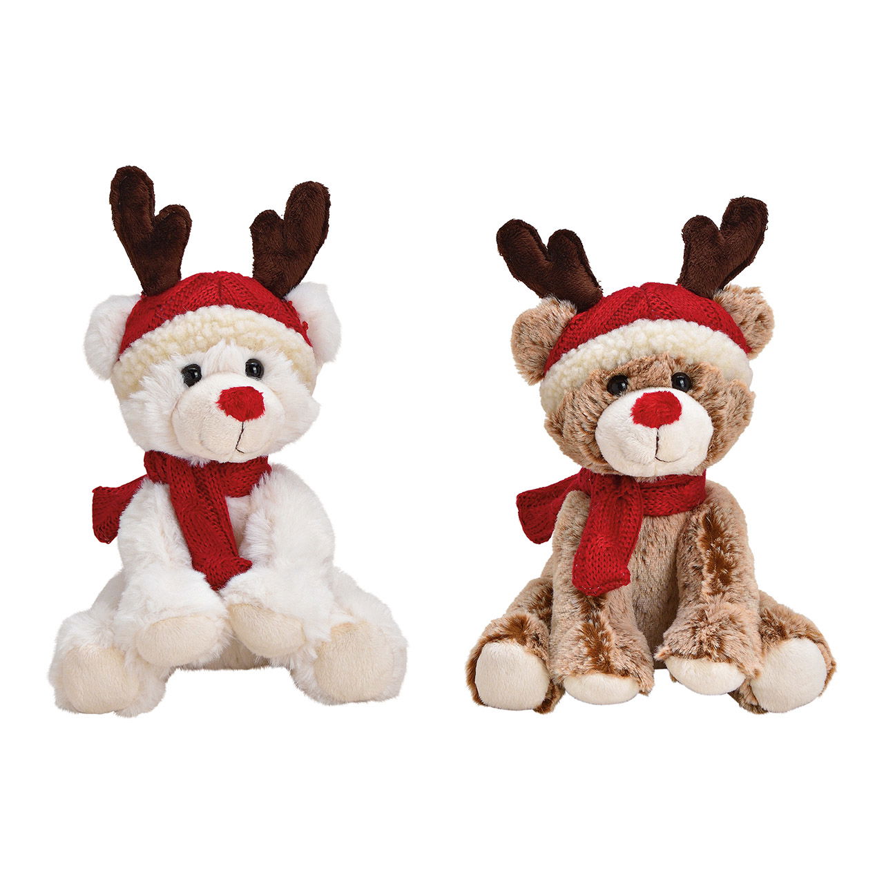 Sitting bear made of plush brown, white 2-fold, (W/H/D) 17x24x17cm Sitting bear made of plush brown, white 2-fold, (W/H/D) 17x24x17cm