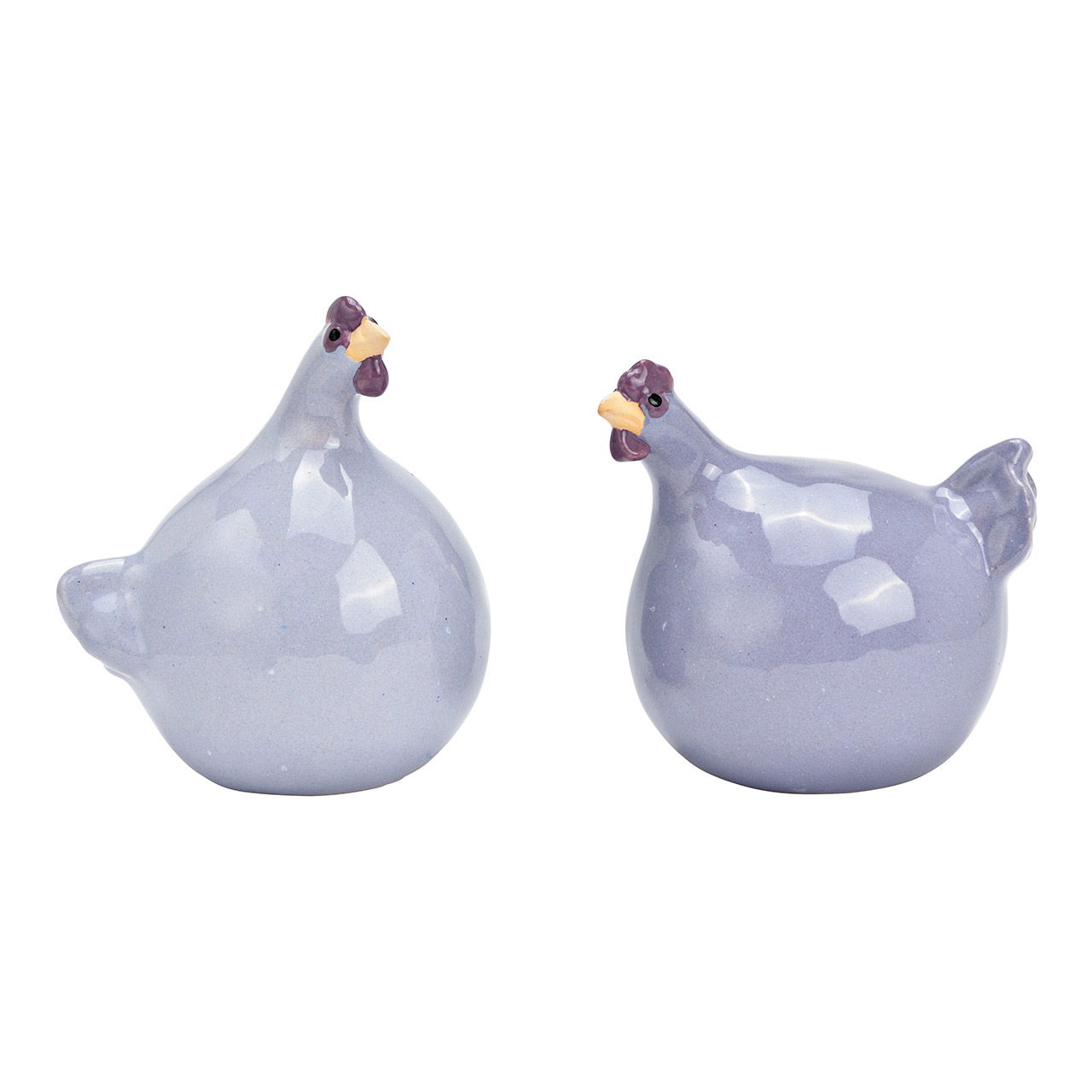 Pollo in ceramica viola 2 pieghe, (L/H/D) 7x9x10cm