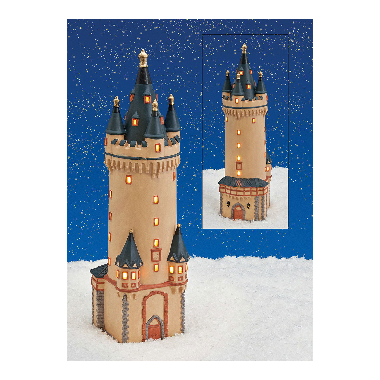 Wurm Lichthaus Eschenheimer Turm Frankfurt aus Porzellan, Braun/Schwarz (B/H/T) 10x33x9cm Wurm Lichthaus Eschenheimer Turm Frankfurt aus Porzellan, Braun/Schwarz (B/H/T) 10x33x9cm