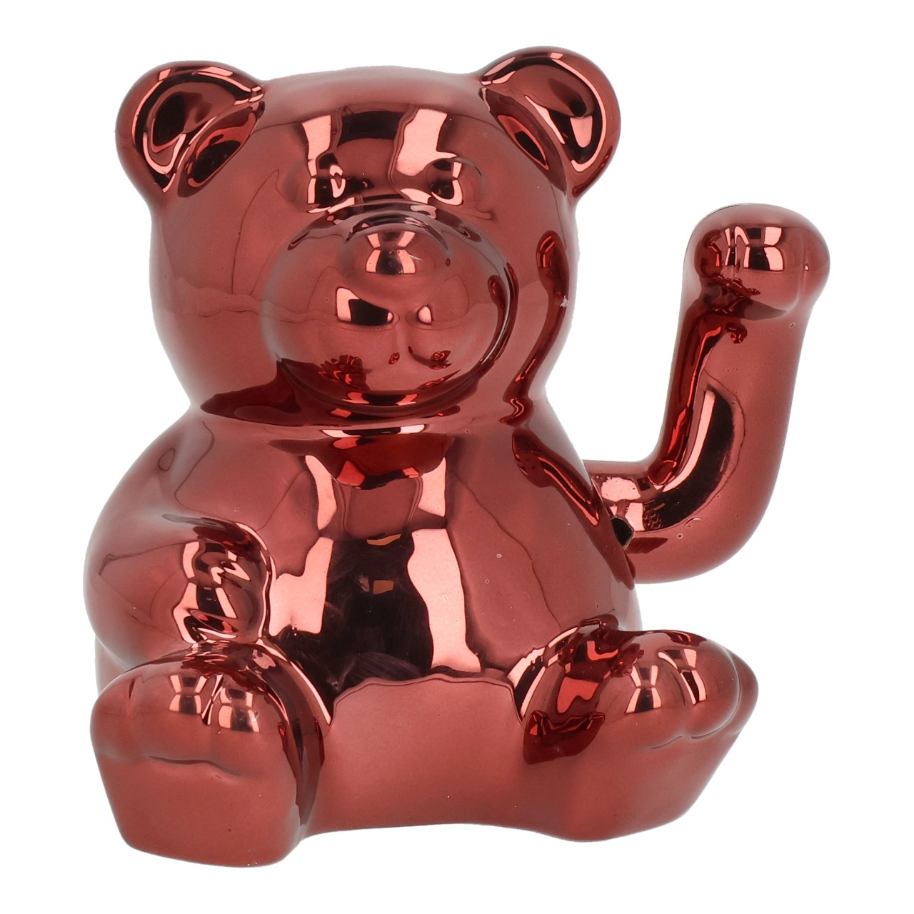 Teddyfigur, Samtglas-Optik, Rot, Glänzend, Dekoration
