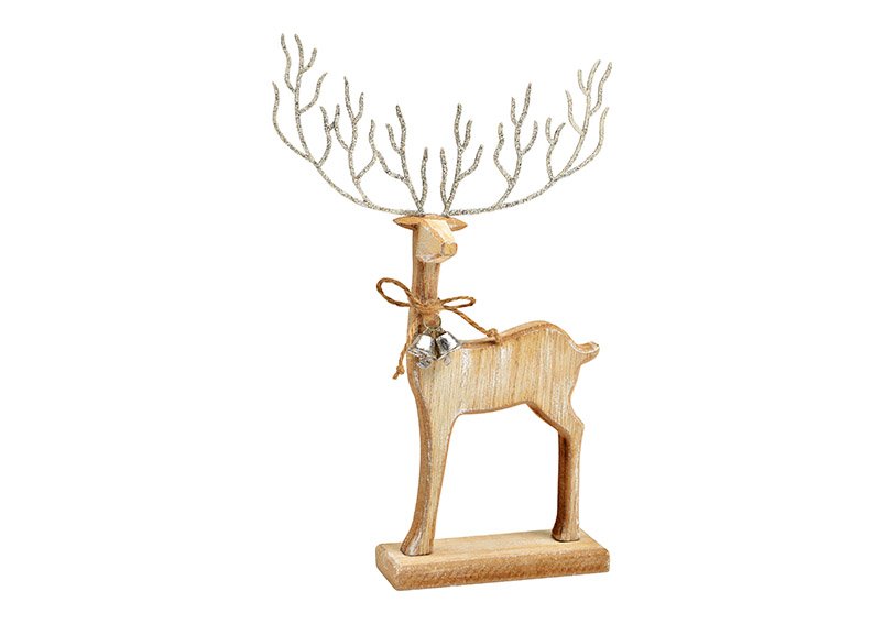 Stand deer made of wood natural (W/H/D) 17x28x4cm