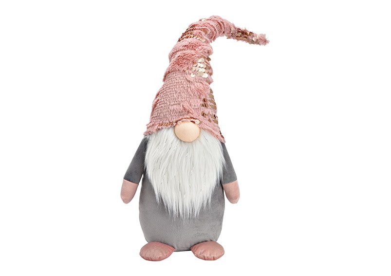 Gnome of textile pink, grey (B/H/T) 23x60x16cm
