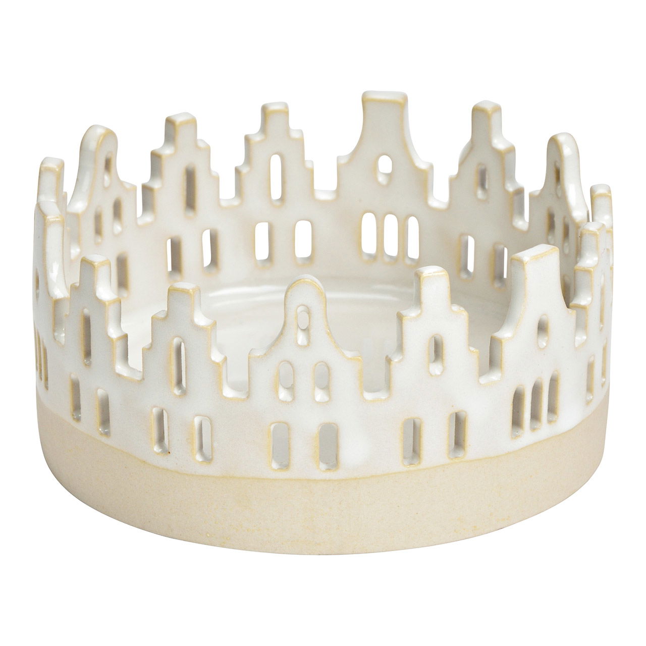 Portacandele in porcellana, bianco (L/H/D) 10x5x10cm