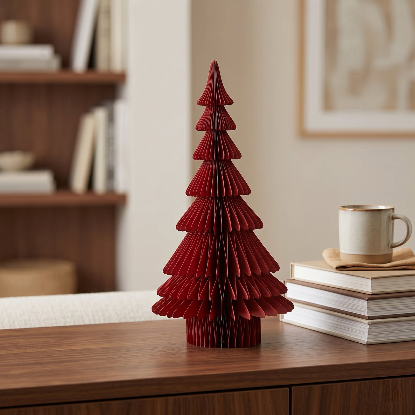 Papiertree, Weihnachtsdeko, Papierfigur, Rot, 3D-Falttechnik