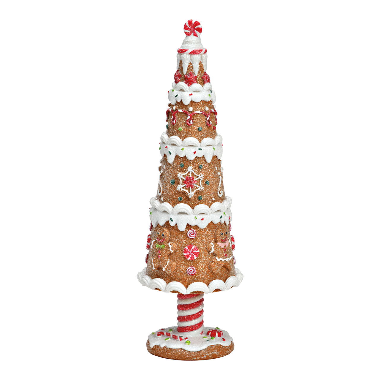 Árbol de Navidad de pan de jengibre decoración de poli marrón, rojo, blanco (W/H/D) 8x25x8cm