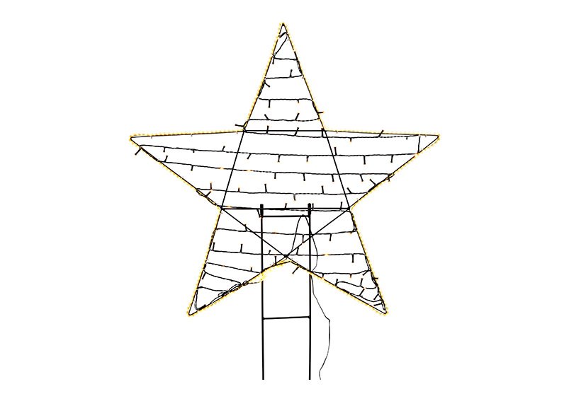 Prise étoile avec lumière 350 LED blanc chaud en métal noir (H) 30cm