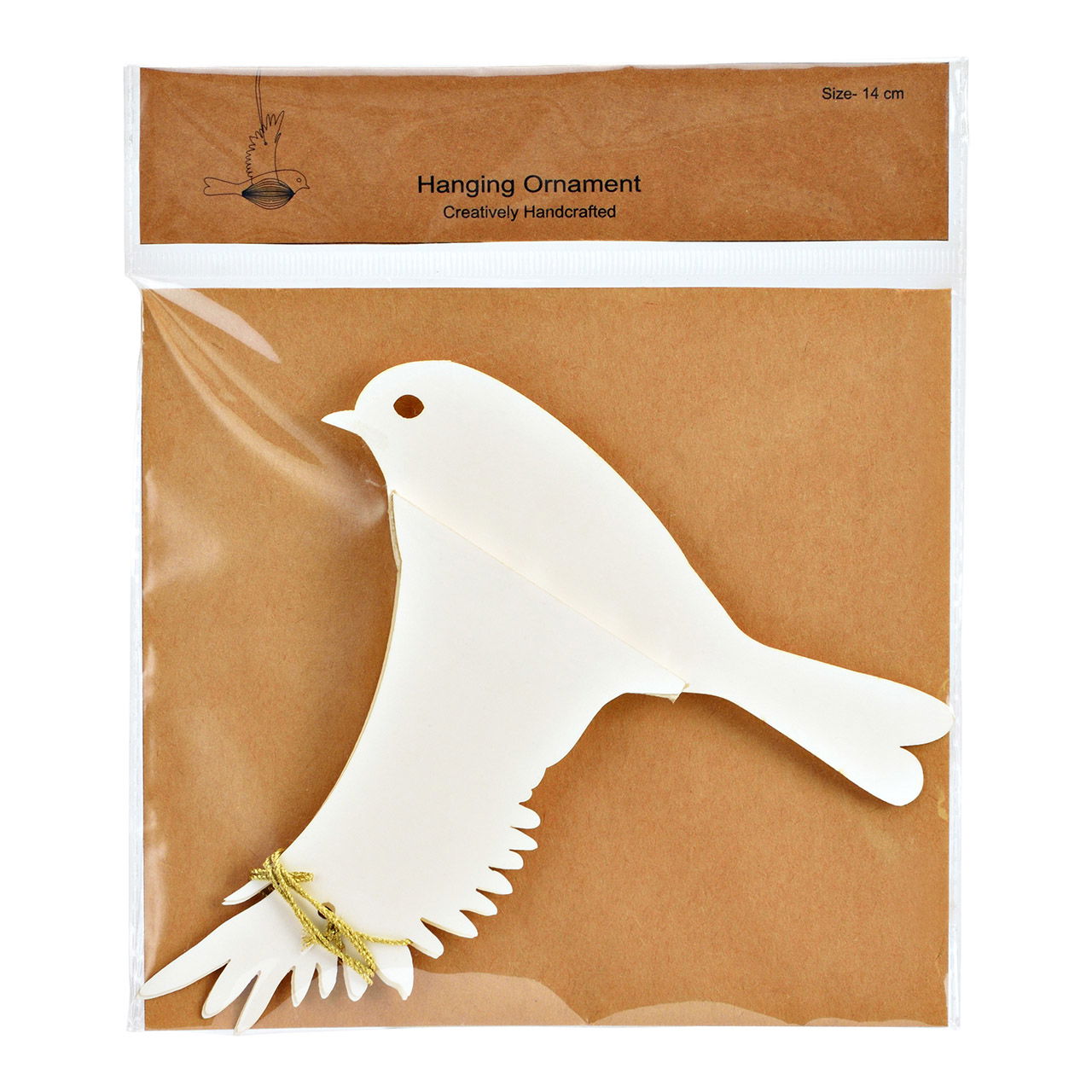 Honeycomb bird hanger made of paper/cardboard, white (W/H/D) 15x15x5cm