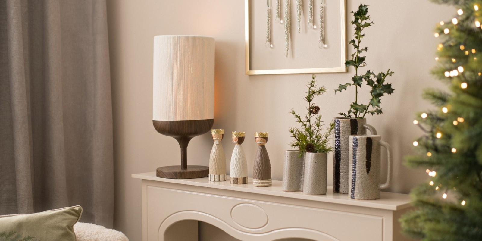 Tischdeko, Lampe, Vasen, Weihnachtsdeko, Holzdeko