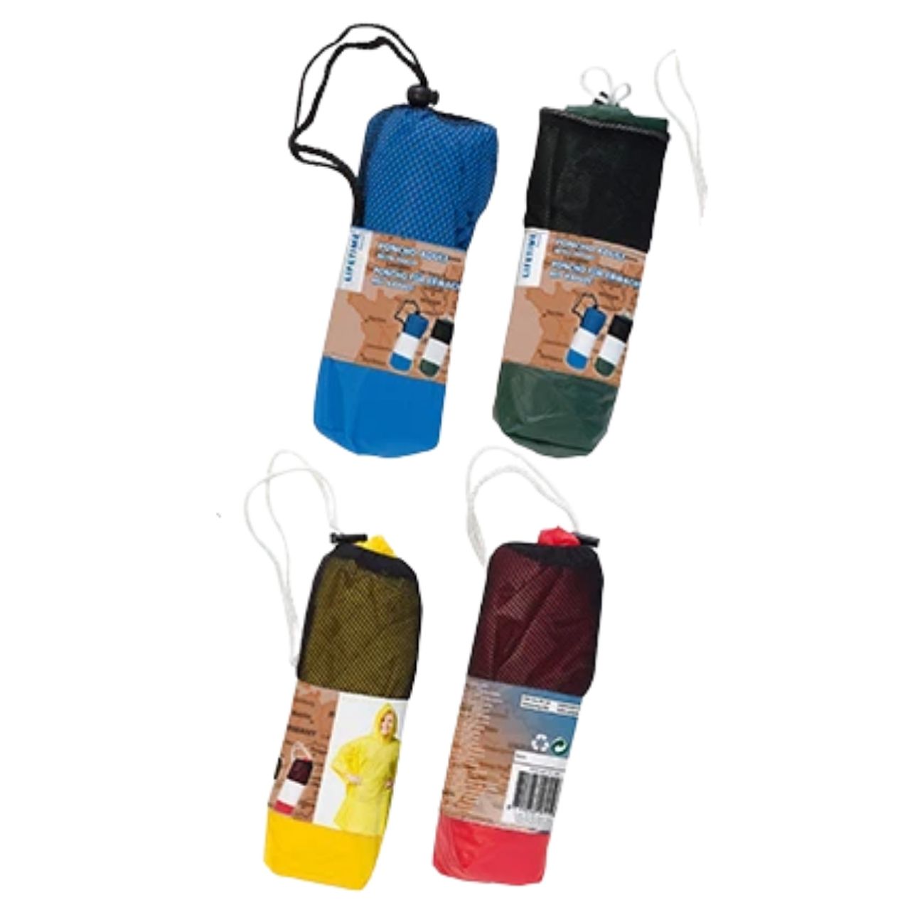 Regenponcho Gr. 100x130cm aus Kunststoff 4-fach, (B/H/T) 130x100x1cm Regenponcho, Adult poncho, Wasserdicht, Mesh-Beutel, Farbig