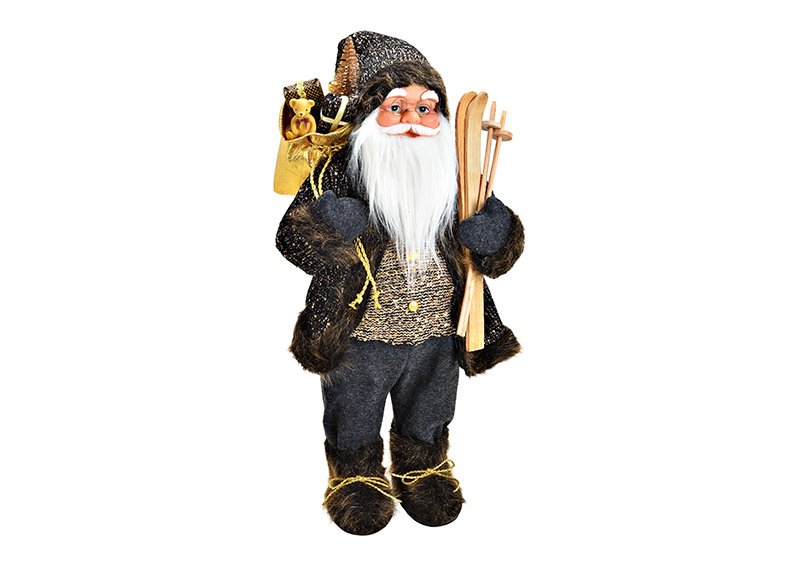 Babbo Natale, tessuto, plastica, nero, oro (w/h/d) 30x60x25cm
