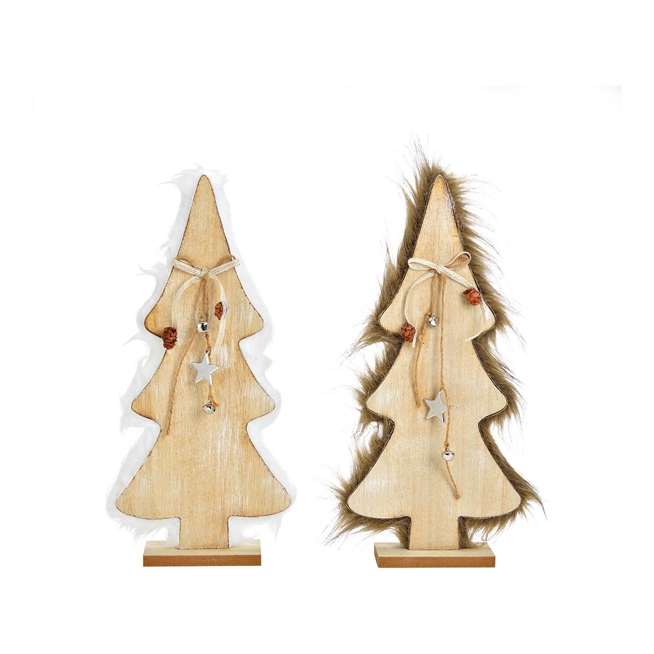 Stand fir tree of wood natural 2-fold, (W/H/D) 18x40x5cm