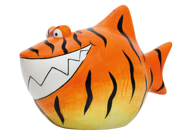 Salvadanaio KCG squalo, squalo tigre, in ceramica (L/H/D) 13x11x7,5 cm
