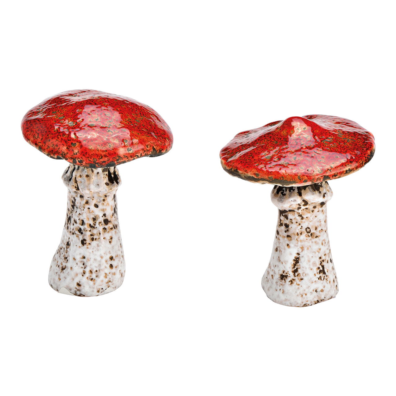 Champignon en céramique rouge 2 fois, (L/H/P) 8x9x8cm