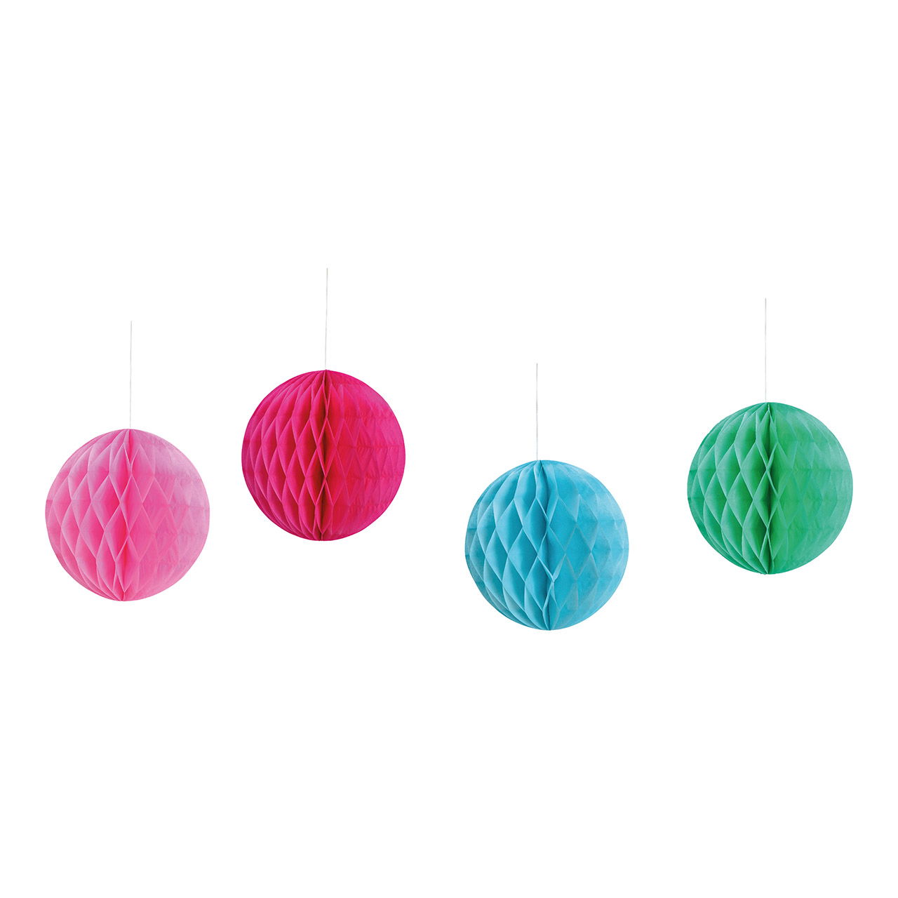 Hänger-Set Honeycomb Kugel aus Papier/Pappe Bunt 4er Set, Ø20cm Hänger-Set Honeycomb Kugel aus Papier/Pappe Bunt 4er Set, Ø20cm
