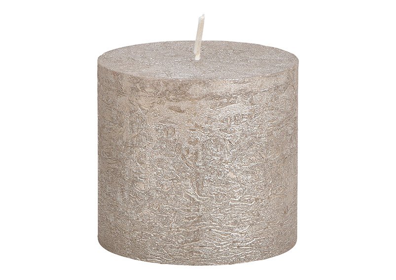 Cera candela finitura shimmer grigio (w/h/d) 10x9x10cm