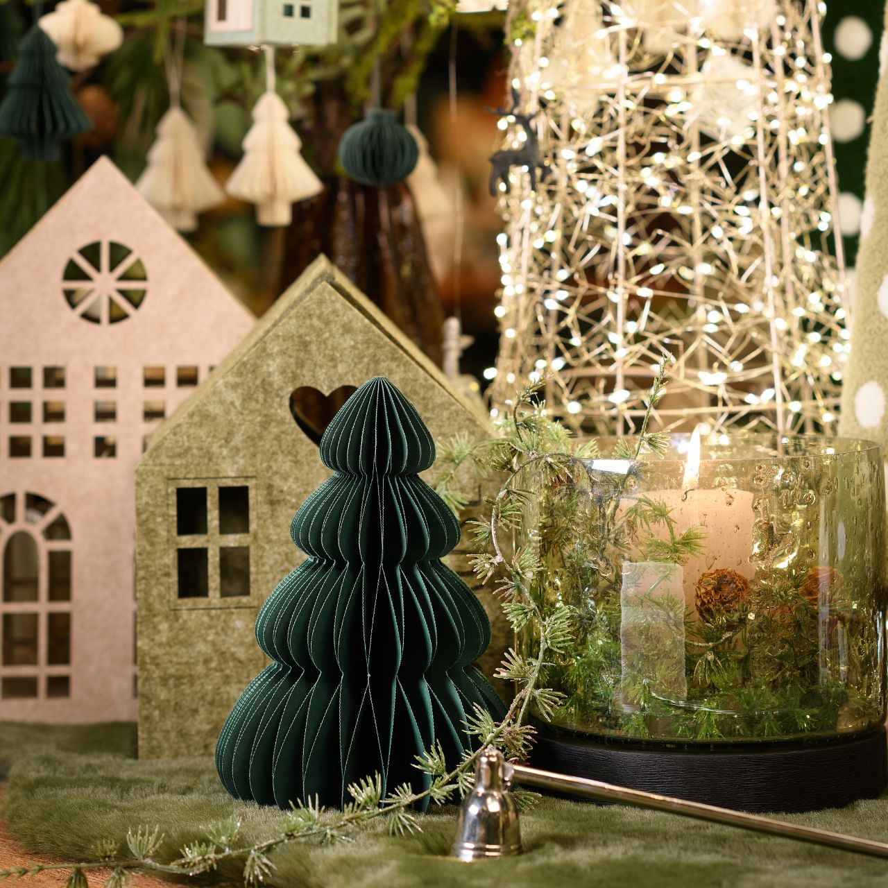 Árbol de Navidad de nido de abeja de papel/cartón, verde (A/A/A) 10x15x10cm