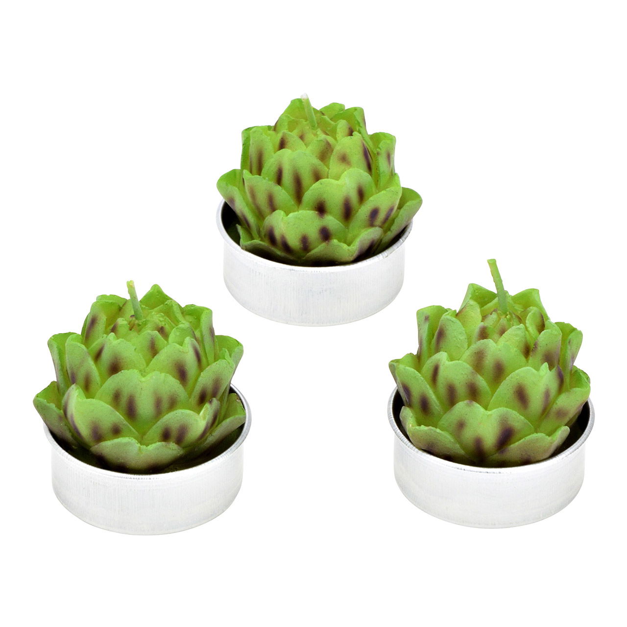 Bougie à chauffe-plat Artichaut en cire, set de 6, vert (L/H/P) 13x6x9cm/4x5x4cm