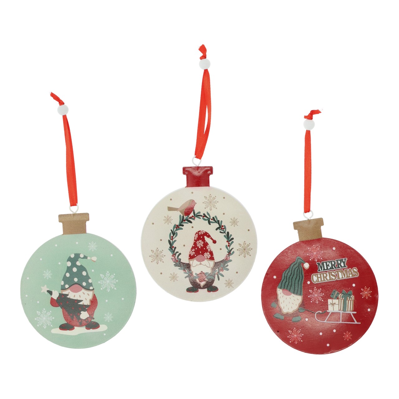 Weihnachtskugeln, Keramik, Holzkappe, Roter Ball, Weihnachten