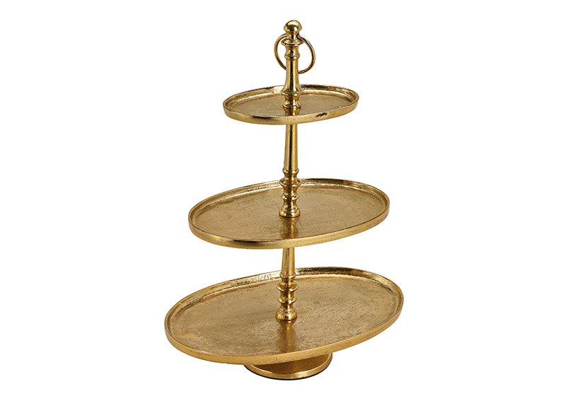 Etagere mit 3 Ebenen Oval aus Metall Gold (H) 50cm 19x13cm/29x20cm/36x23cm