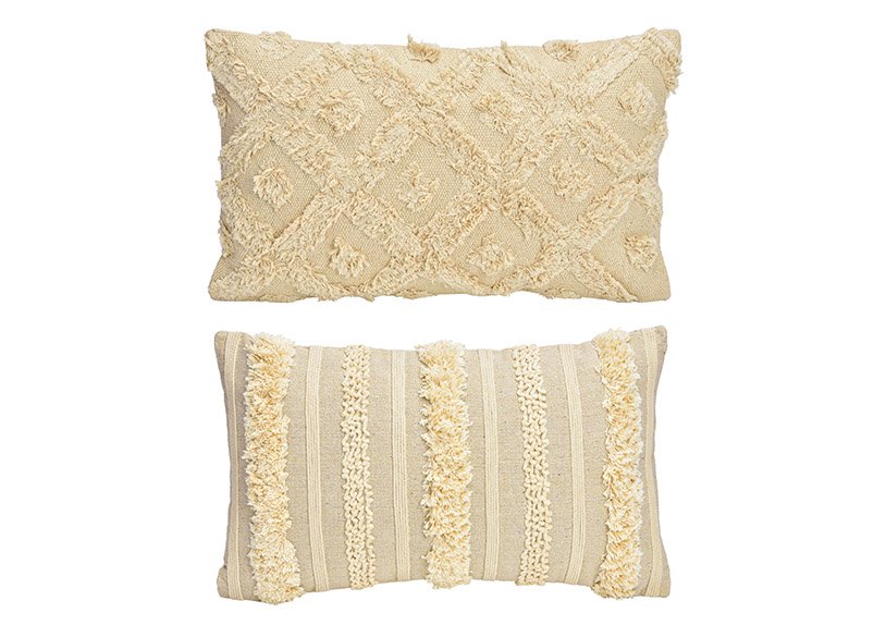 Cushion of textile white 2-fold, (W/H/D) 50x30x10cm