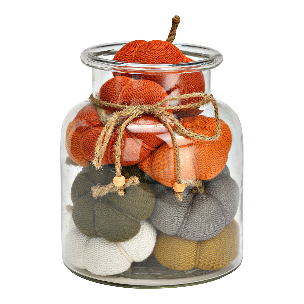 Pumpkin made of textile in a jar, set of 12, colorful (W/H/D) 9x4x9cm/16x19x16cm