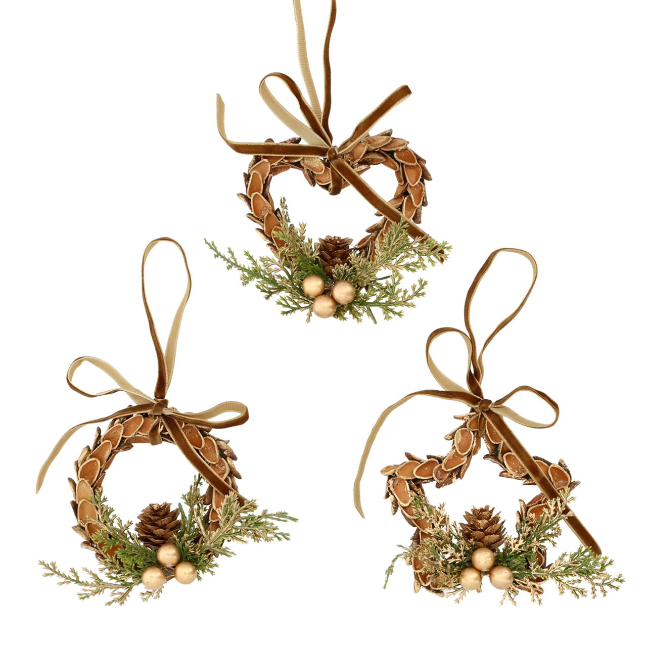 Hangkrans met kegels van natuurlijk materiaal bruin 3 assorti (B/H/D) 10x10x3cm Pflanze