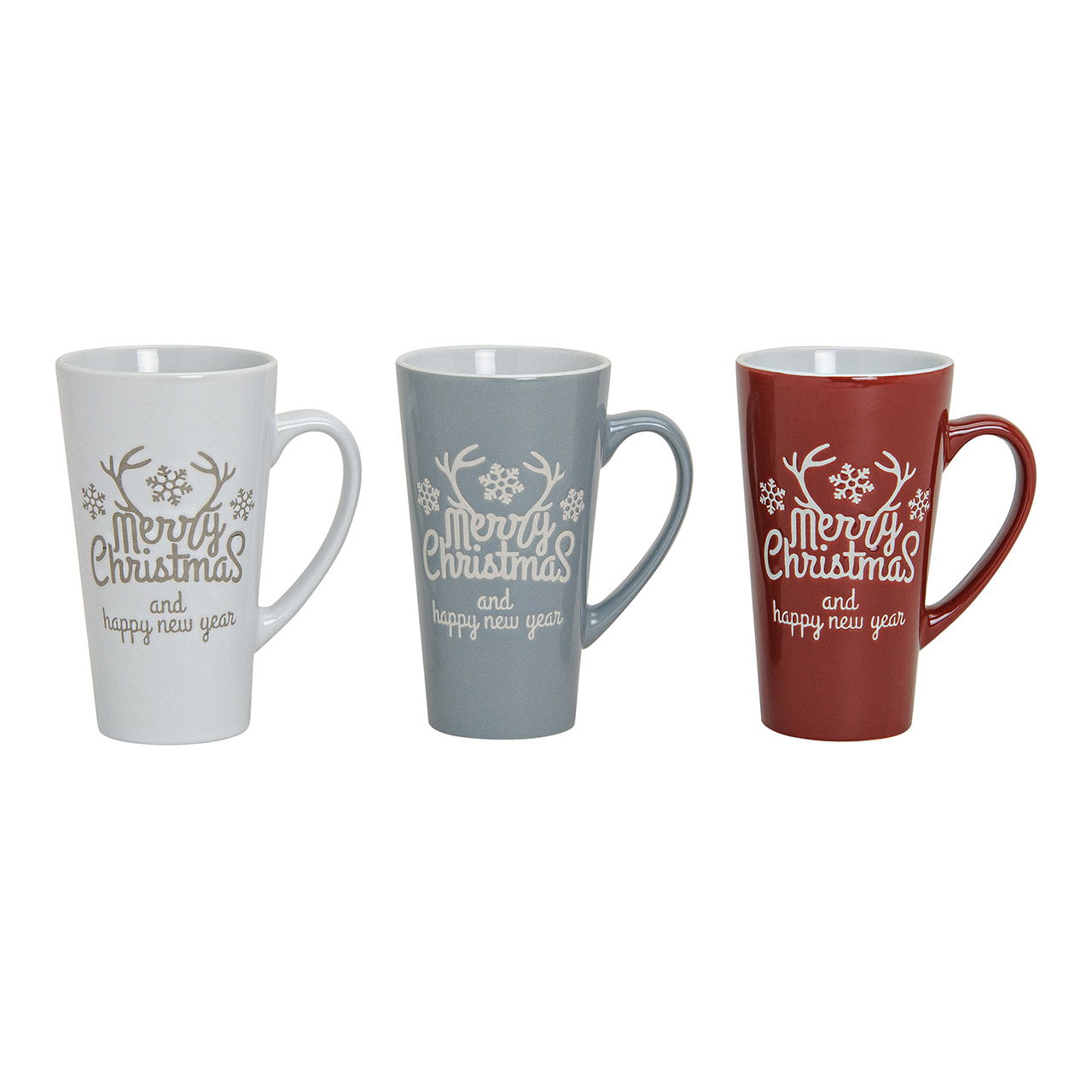 Becher Merry Christmas aus Keramik, 3-fach sortiert (B/H/T) 11x15x8 cm, 350ml Becher Merry Christmas aus Keramik, 3-fach sortiert (B/H/T) 11x15x8 cm, 350ml