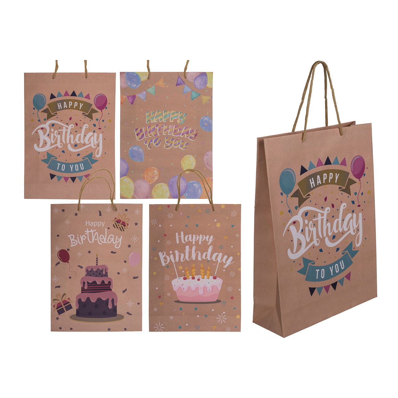 PrintGuru 2 Sacchetti Regalo Di Compleanno Grandi Con Biglietto E Carta Veline - Design Castello Delle Fiabe Rosa E Viola, 33 Cm, Per Donne E Bambine