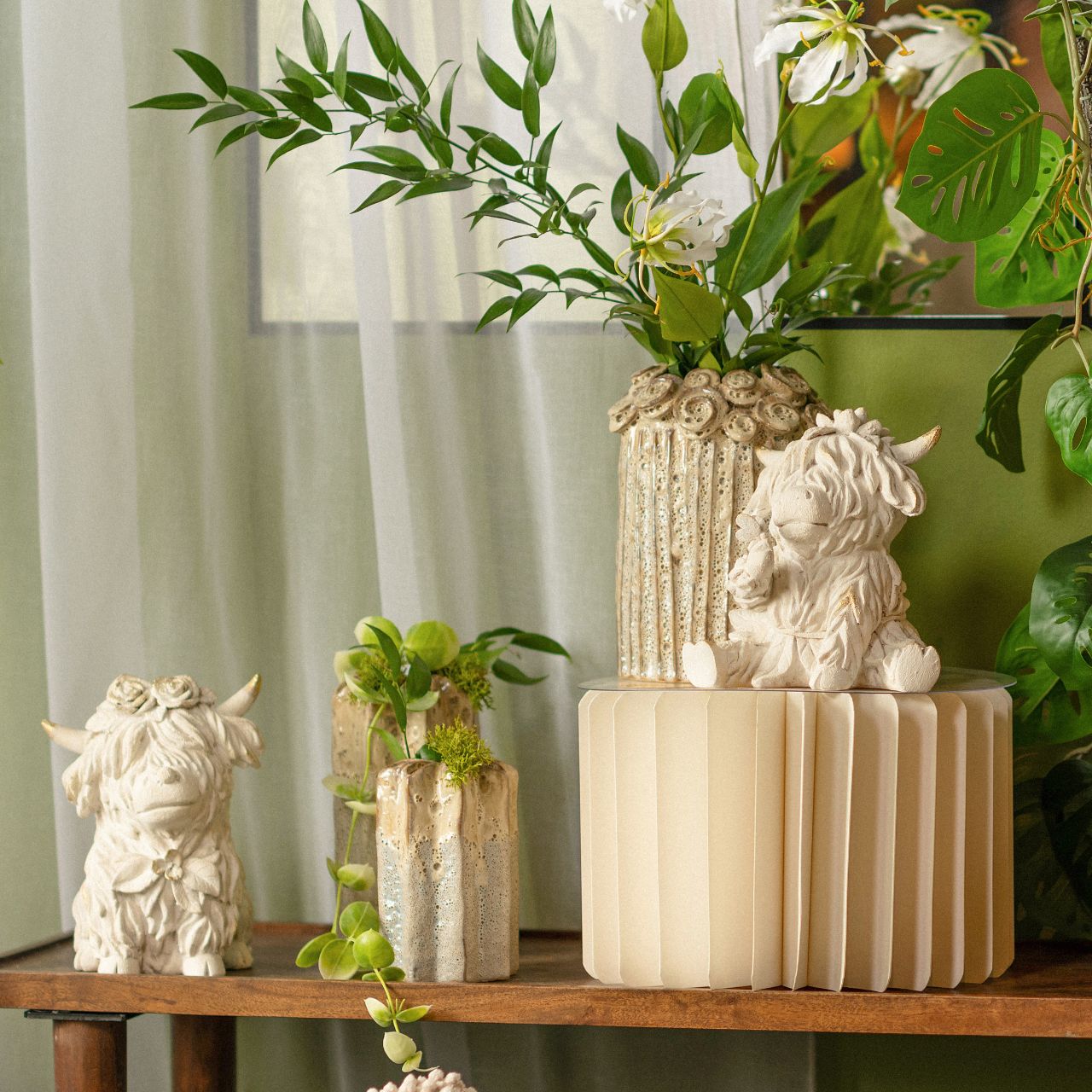Vase aus Steingut, Beige (B/H/T) 9x15x9cm | 10045743