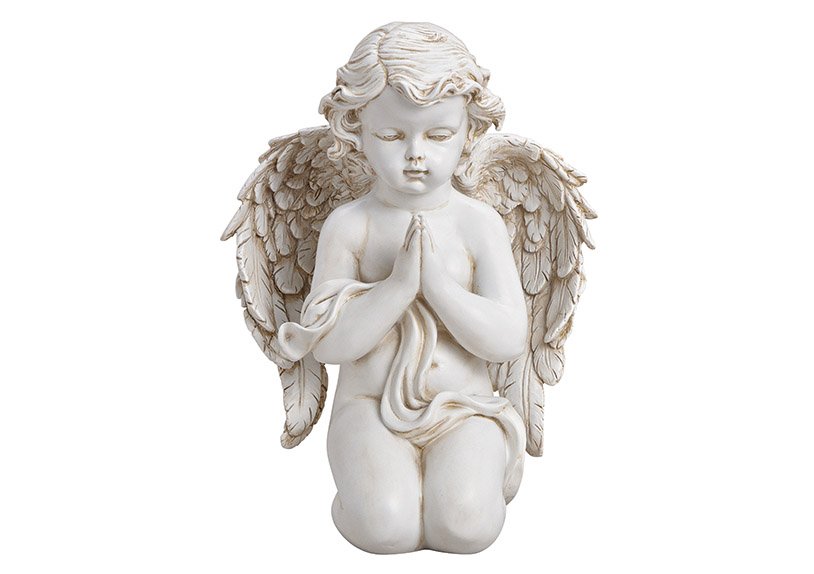 Angel kneeling made of poly white (w / h / d) 20x27x14cm
