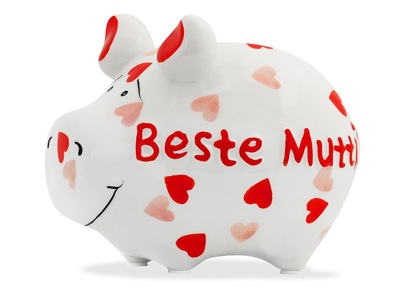 Spardose KCG Kleinschwein, Beste Mutti, aus Keramik (B/H/T) 12,5x9x9cm