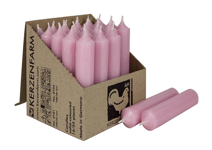 Stick candle colored wax pastel pink (H) 10cm Ø2cm