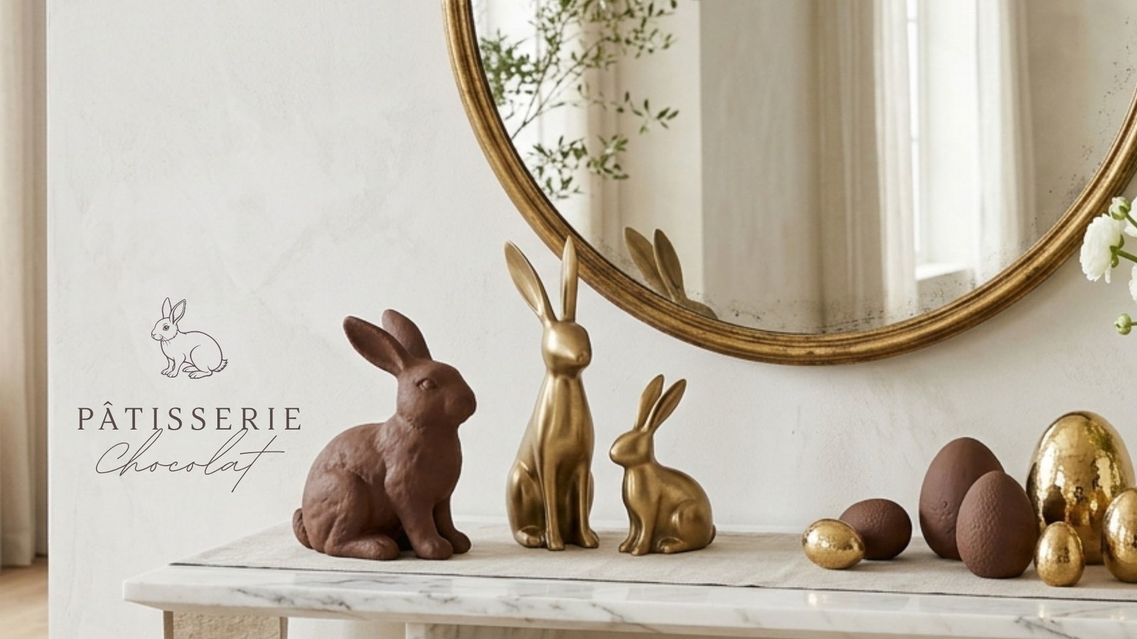 Patisserie, Schokolade, Ostereier, Hasen, Goldene Figuren