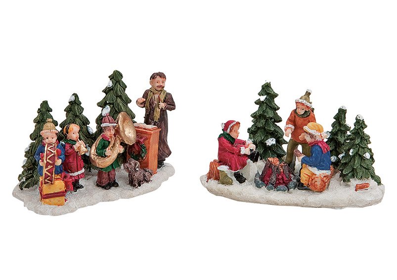 Gruppo di figurine di Natale in polietilene, L10 x P6 cm