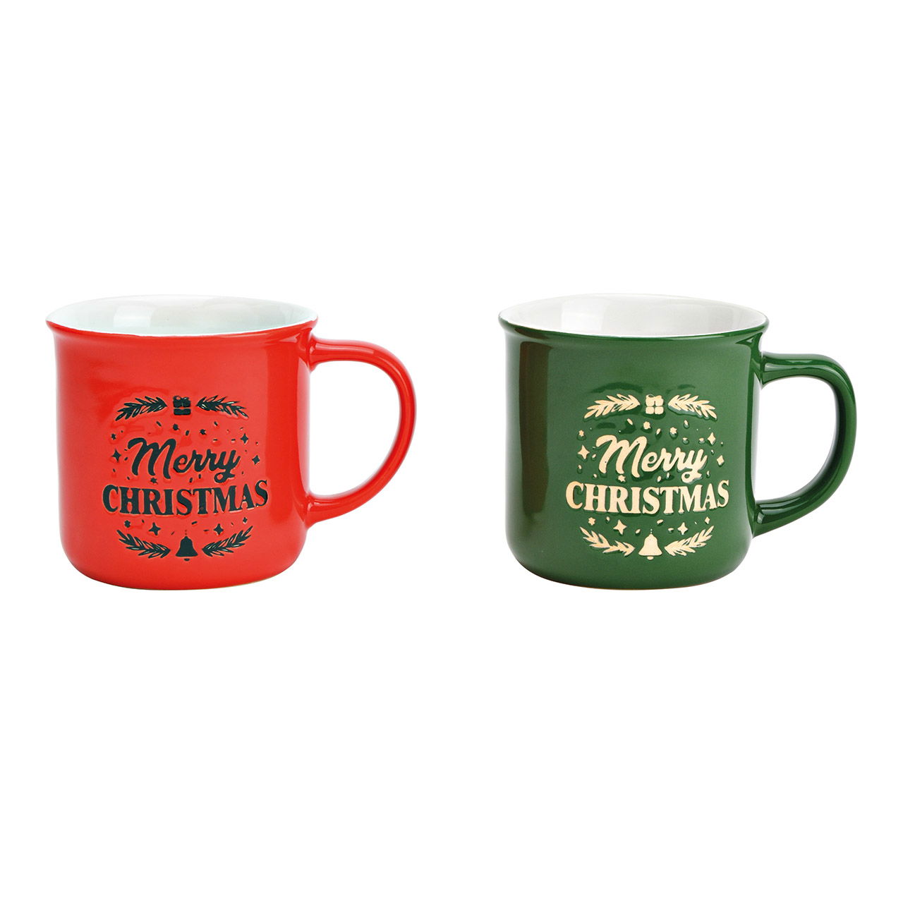 Mug, Merry Christmas made of stoneware green, red 2-fold, (W/H/D) 9x9x9cm