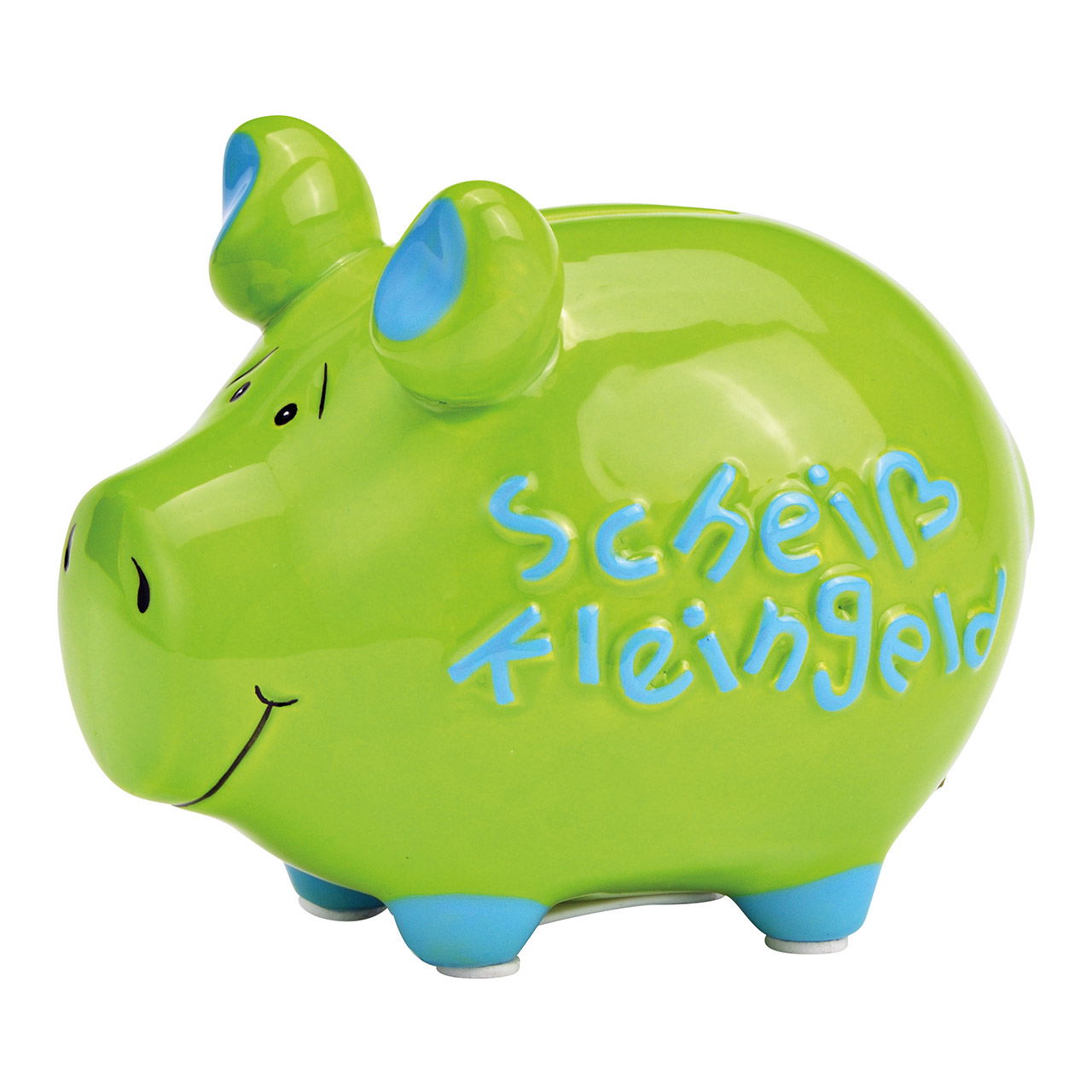 KCG Sparschwein "Scheiß Kleingeld" aus Keramik, Grün/Blau (B/H/T) 12x9x9cm Kleinschwein Sparschwein